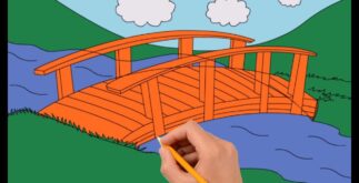 Мост через реку, рисунок